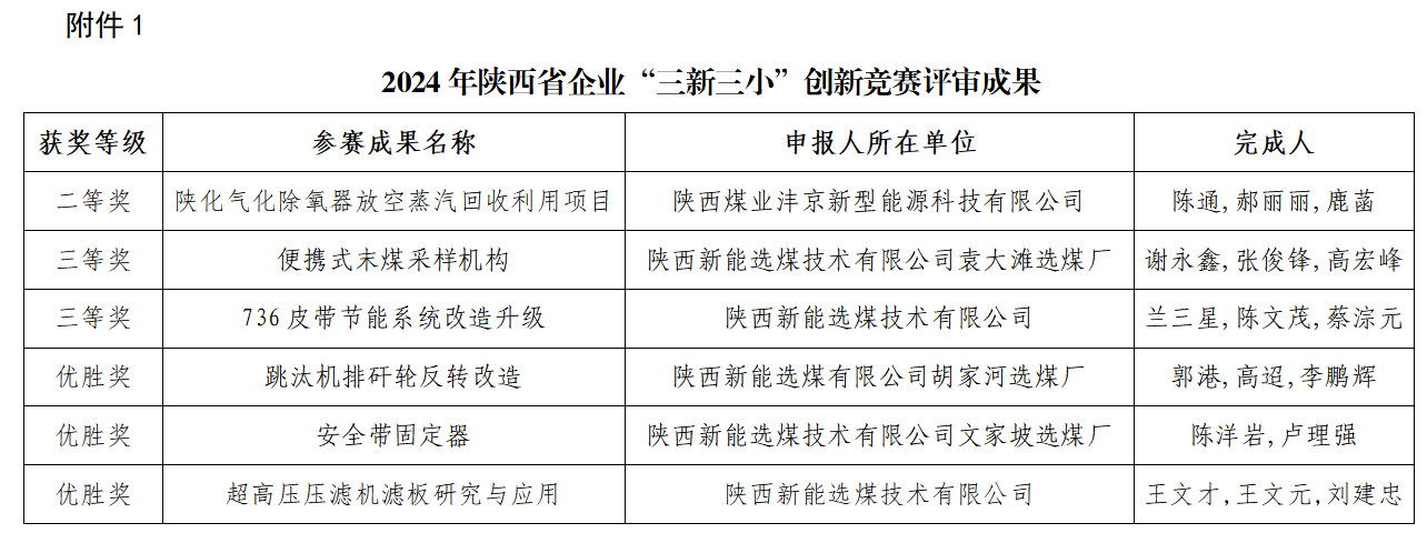 喜報(bào)！新型能源公司多個(gè)項(xiàng)目在陜西省企業(yè)“三新三小”創(chuàng)新競(jìng)賽中獲獎(jiǎng)